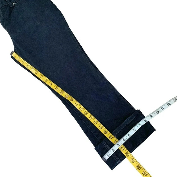 Levi's 550 Y2K Relaxed Bootcut Cropped Cuffed Black Denim Jeans Size 6S Stretch - Picture 13 of 15